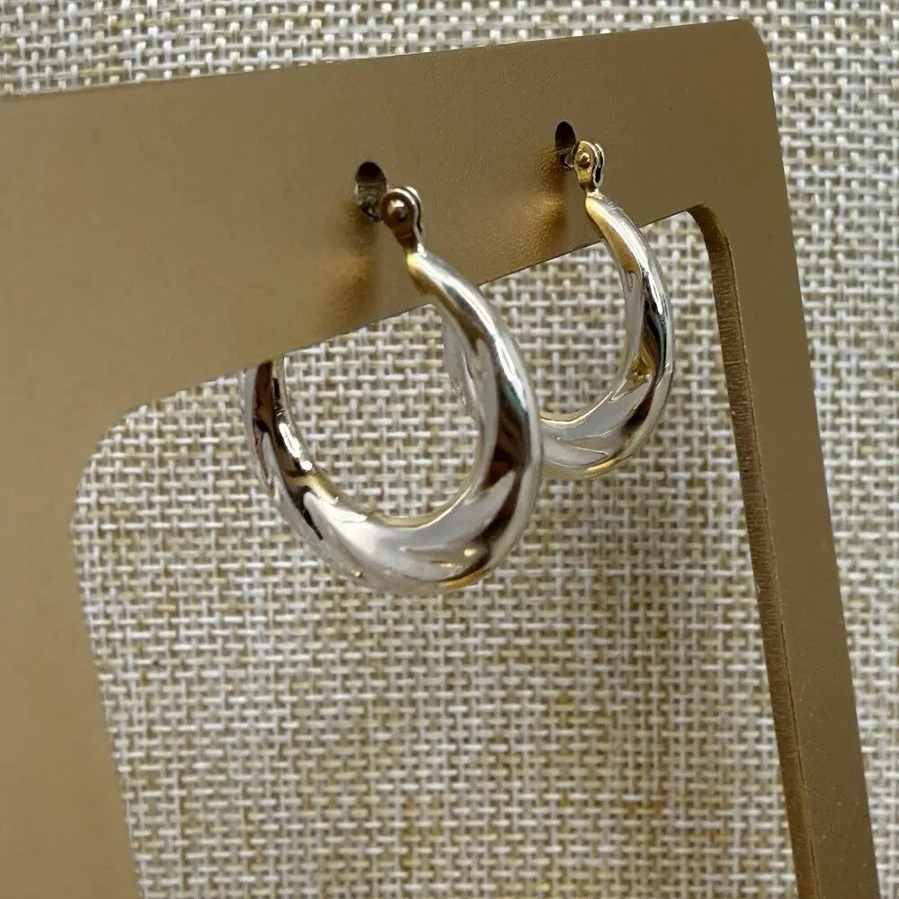 MA Israel 14K Yellow Gold Twist Hoop Earrings Michael Anthony 1.2 Grams - Picture 4 of 7